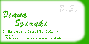 diana sziraki business card